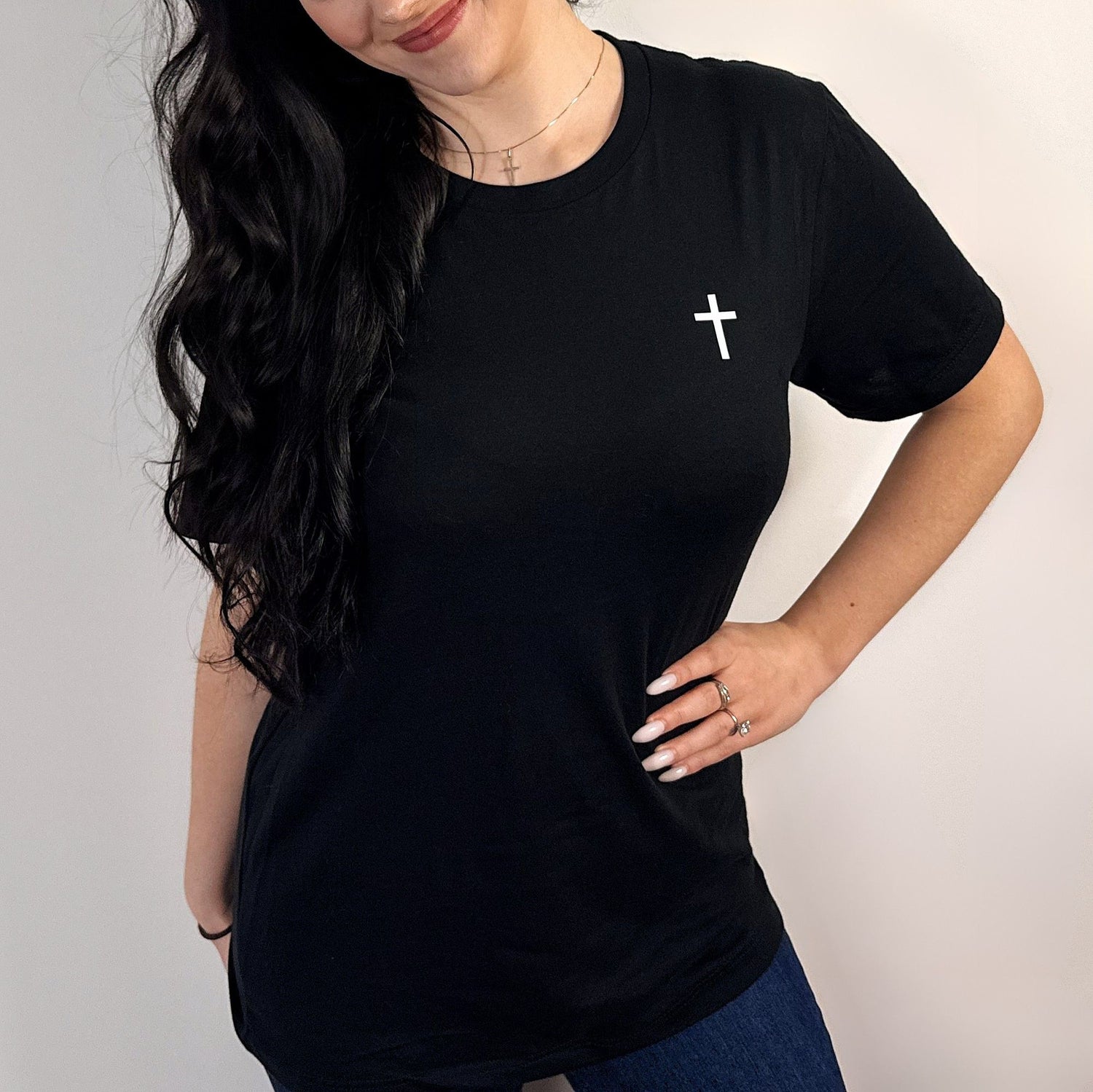 Alex wearing redeemer signature black t